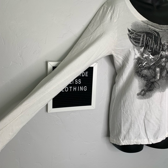 Hot Leather White Long Sleeve Asphalt Angle Gray Graphic Shirt Size 2XL - Picture 4 of 16